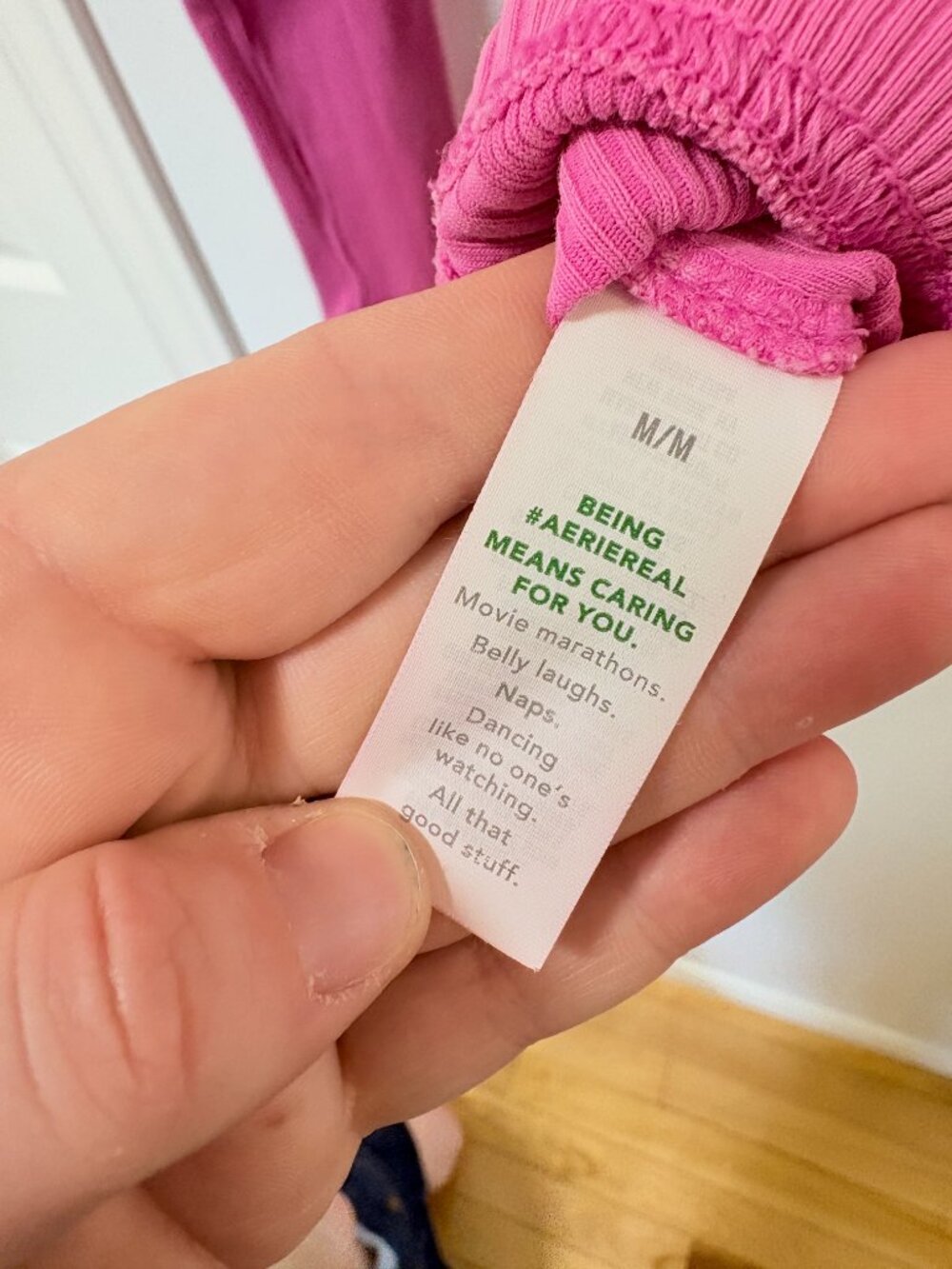 Aerie Road Trip Long Sleeve Rib Henley T-Shirt Bright Pink Fuschia Cozy Lounge - Picture 11 of 12